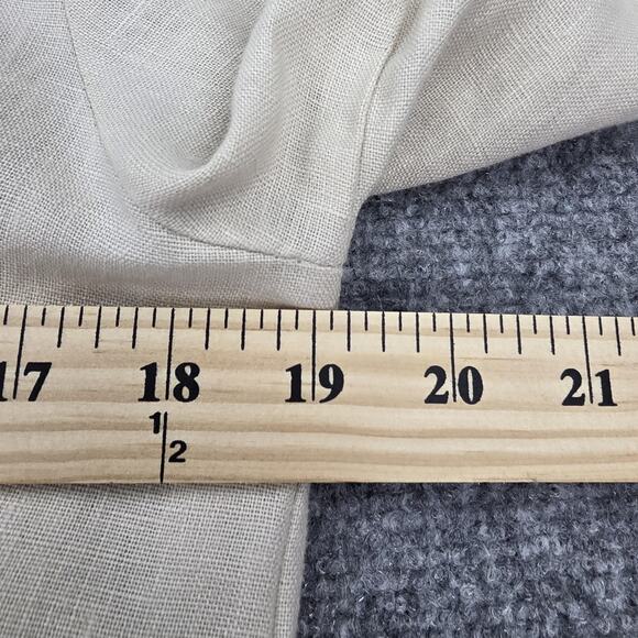 For Cynthia Jacket Womens Large Beige Hooded 100% Linen Flare Button Detail Coat - Picture 5 of 16